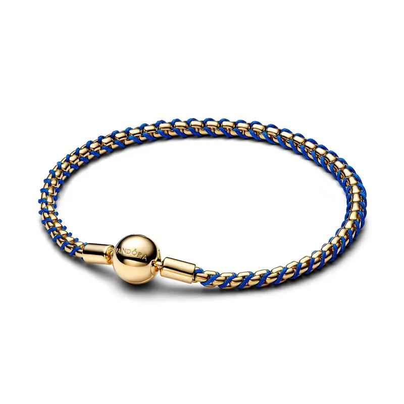 Pandora Blauw Koord Box Chain Armband goudverguld 563816C02