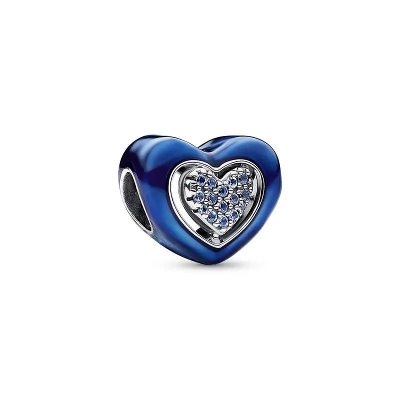 Pandora Blauwe draaiende hartbedel zilver 792750C01