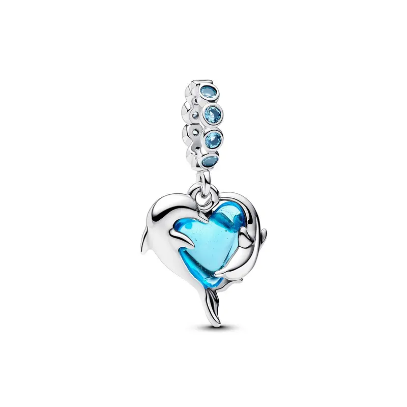 Pandora Blauwe Muranoglas Dolfijnen Hangende Bedel zilver 793924C01