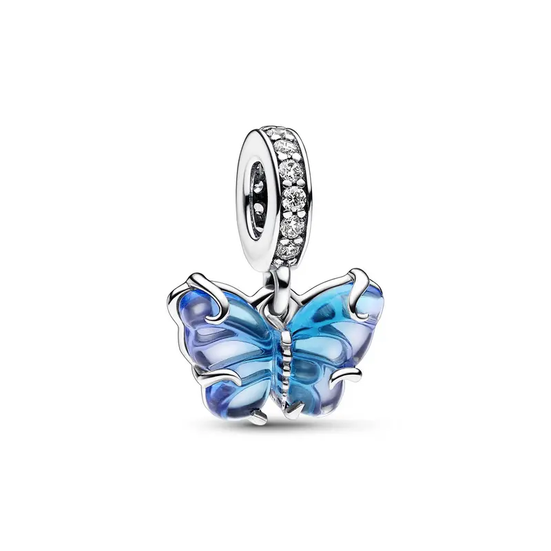 Pandora Blauwe Muranoglazen Vlinder Hangende Bedel zilver 792698C01