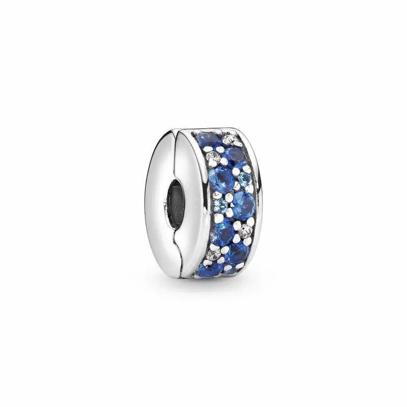 Pandora Blauwe Pavé Clip Bedel zilver 791817NSBMX