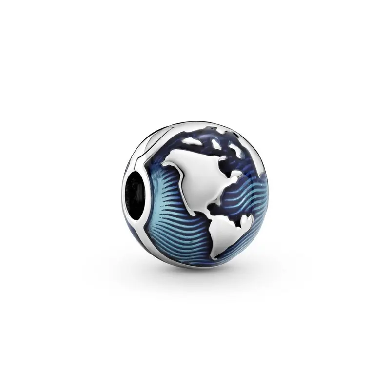 Pandora Blauwe Wereldbol Clip Bedel zilver 799429C01