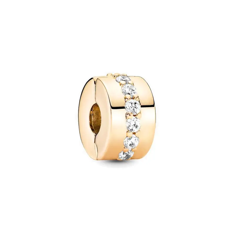 Pandora Clear Sparkling Row Clip Bedel 14 karaat goud 759518C01