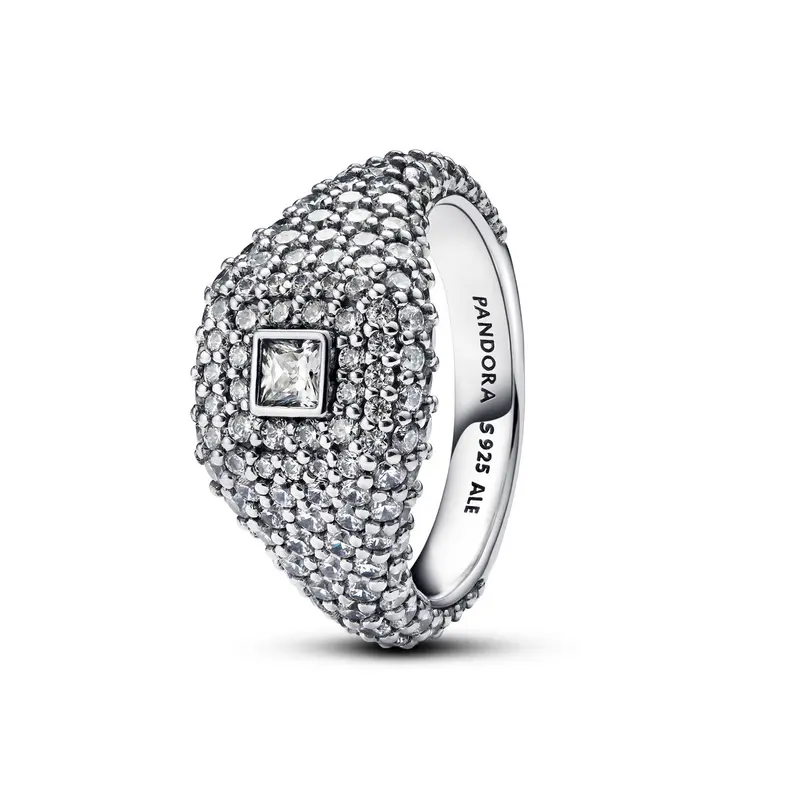 Pandora Cocktailring met vierkant van pavé zilver 193556C01