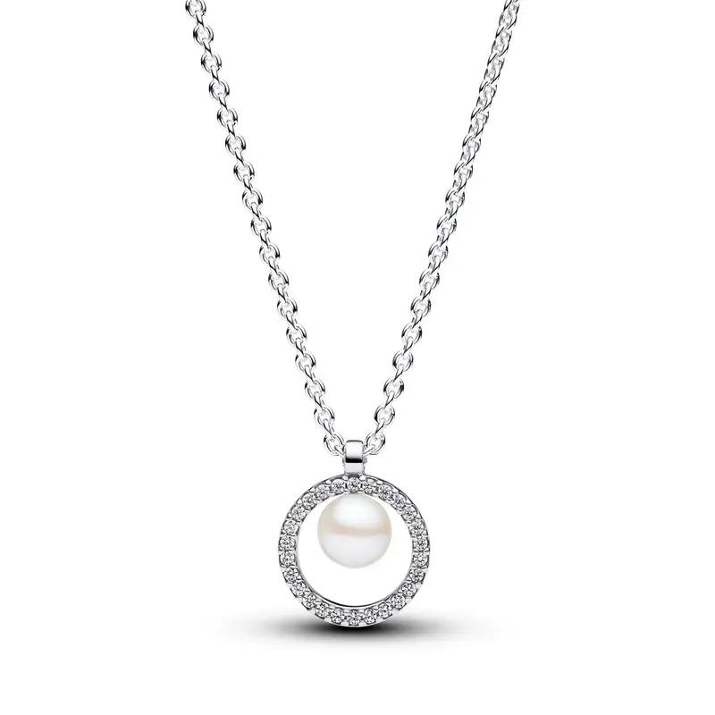 Pandora Collier met behandelde gecultiveerde zoetwaterparel en pavé zilver 393165C01