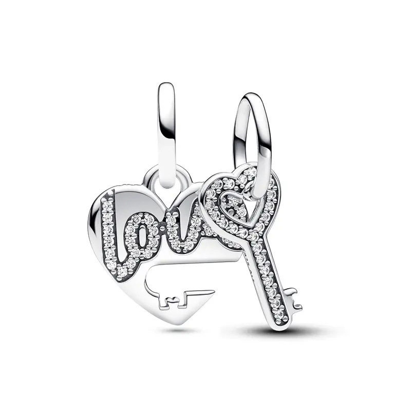 Pandora Deelbare hangende bedel hart & sleutel zilver 793081C01