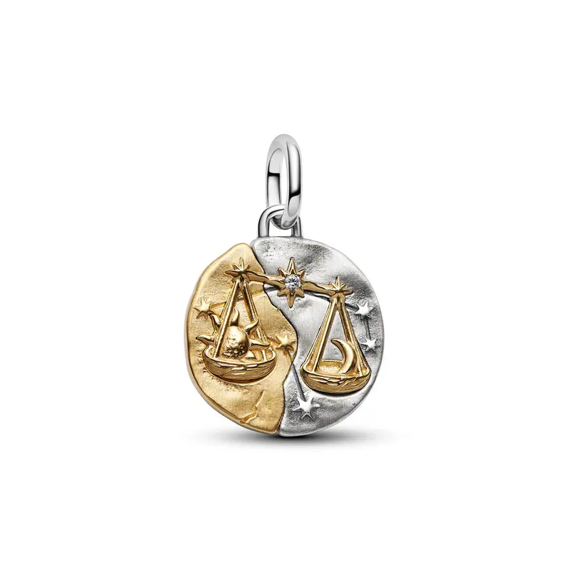 Pandora Dierenriem Weegschaal Medaillonbedel bicolor zilver en goudverguld 764983C01