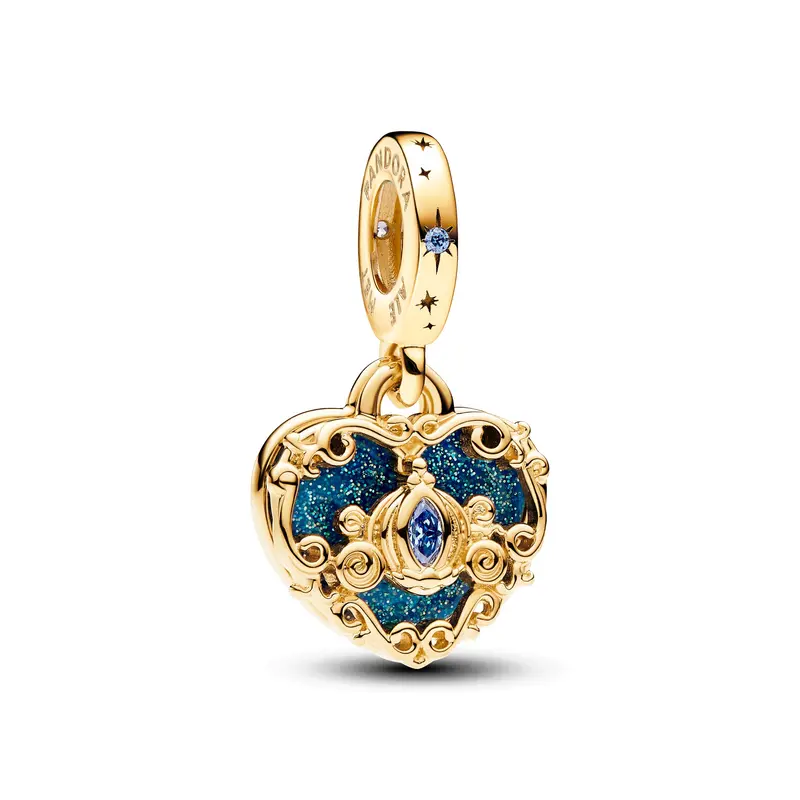 Pandora Disney Assepoesters koets & hart dubbele hangende bedel goudverguld 763072C01