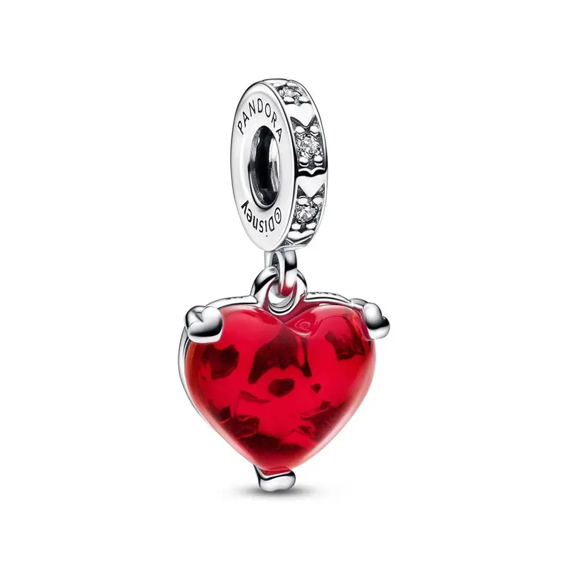 Pandora Disney Mickey en Minnie Kus Hangende Bedel Rood Muranoglas zilver 792522C01