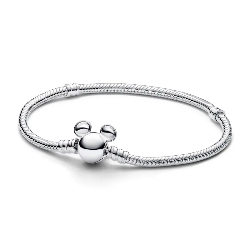Pandora Disney slangenschakelarmband met Mickey Mouse-sluiting van Pandora Moments zilver 593061C00