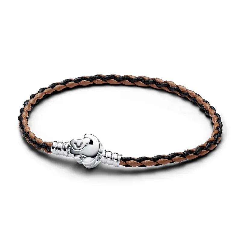 Pandora Disney The Lion King Sluiting Pandora Moments Gevlochten Leren Armband zilver 593361C01