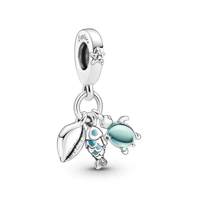Pandora Drievoudig Hangende Bedel Vis, Zeeschildpad & Schelp zilver 791697C01