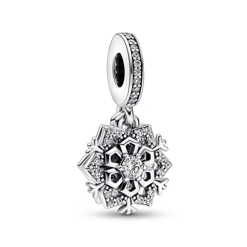 Pandora Dubbel Hangende Bedel Sprankelende Sneeuwvlok zilver 792355C01