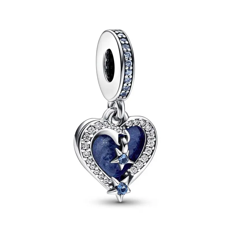 Pandora Dubbel Hangende Bedel Vallende Ster & Hart zilver 792356C01