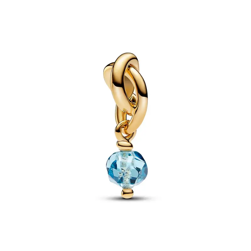 Pandora Facetgeslepen Zeeblauwe Oneindigheidscirkel Hangende Bedel goudverguld 763462C03