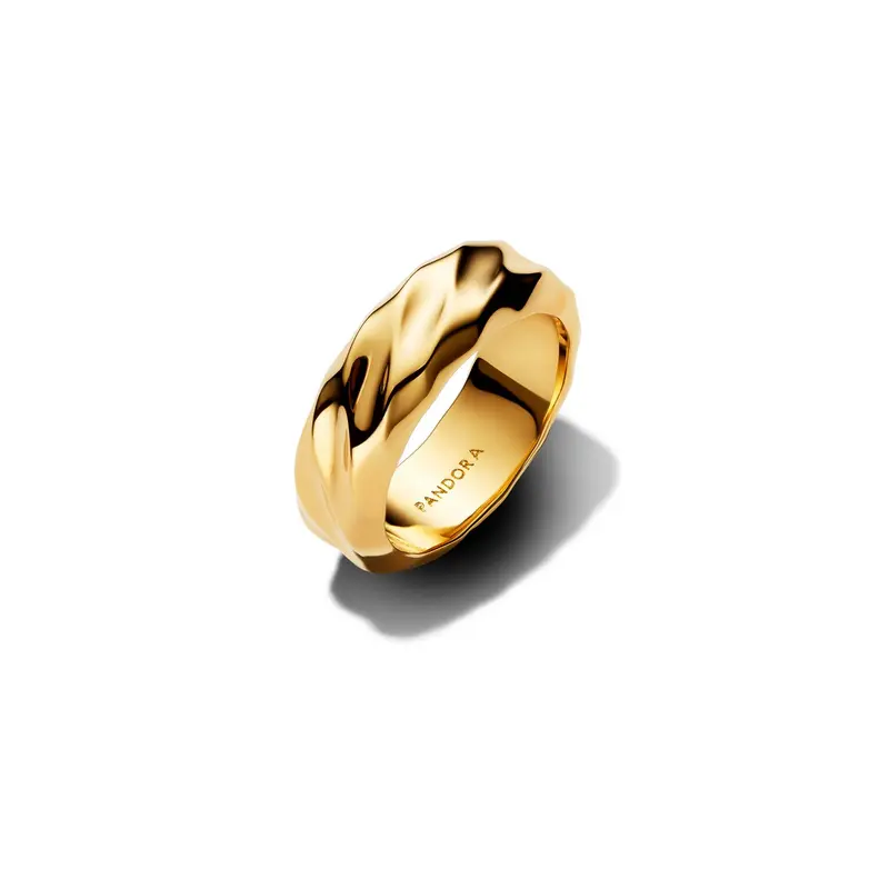 Pandora Geribbelde Brede Band Ring goudverguld 163886C00