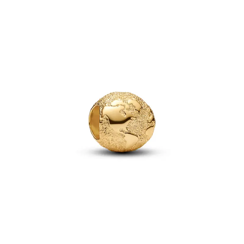 Pandora Getextureerde Wereldbol Minibedel goudverguld 764529C00