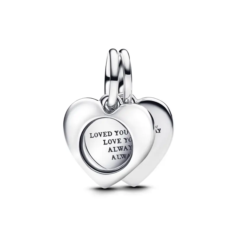 Pandora Graveerbaar Hart Vergrootglas Dubbele Hangende Bedel zilver 793671C00
