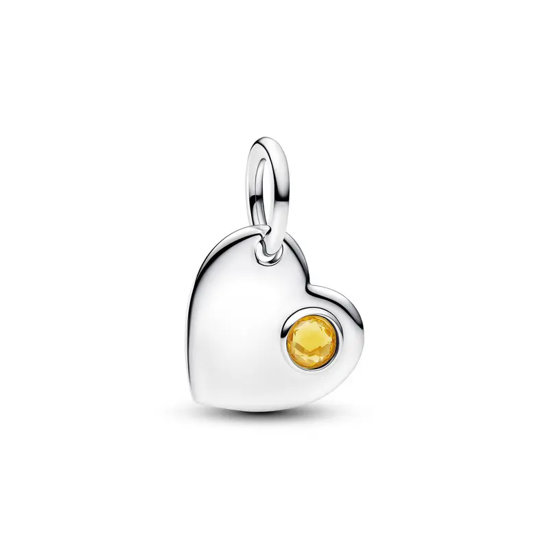 Pandora Graveerbare hart honingkleurige steen hangende bedel 794295C11