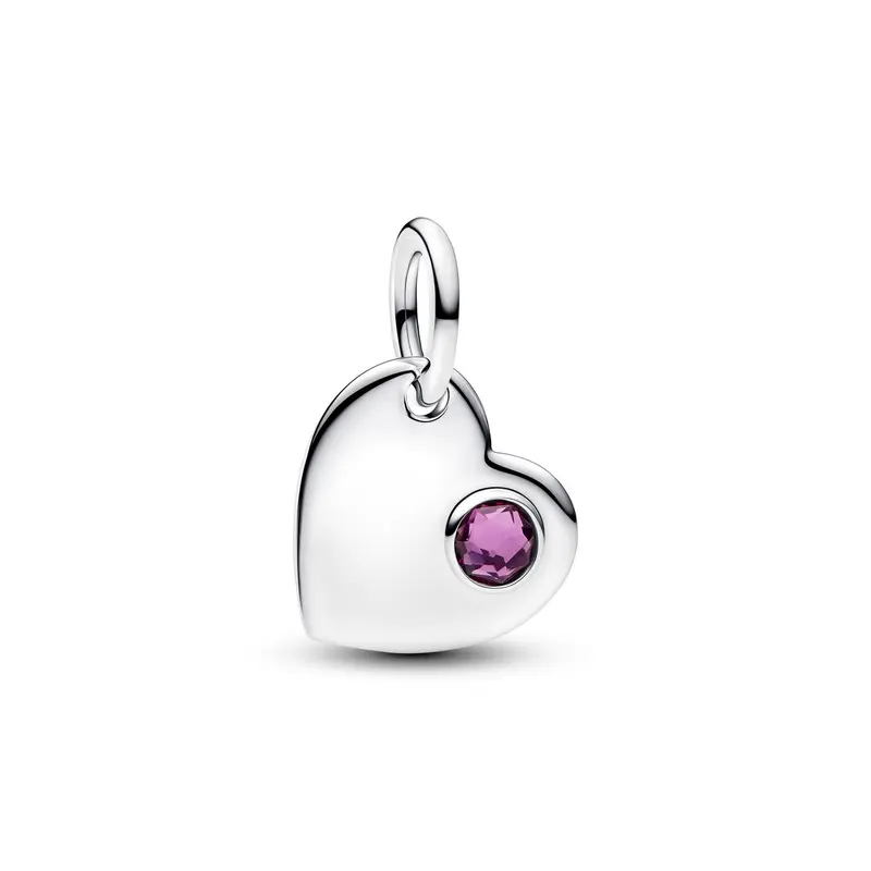 Pandora Graveerbare hart paarse steen hangende bedel 794295C02