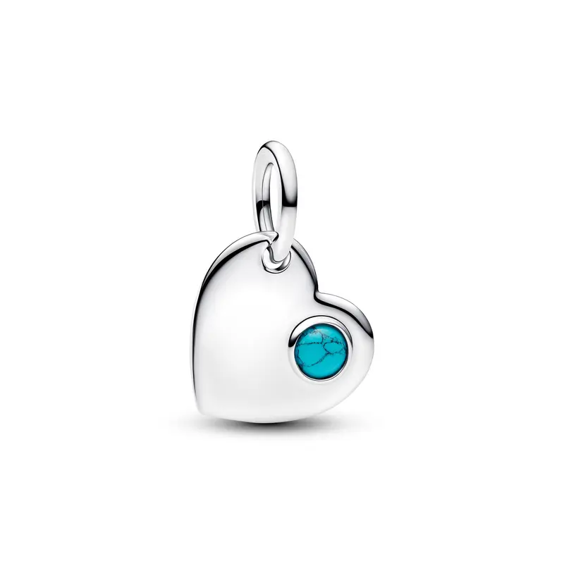 Pandora Graveerbare hart turquoisekleurige steen hangende bedel 794295C12