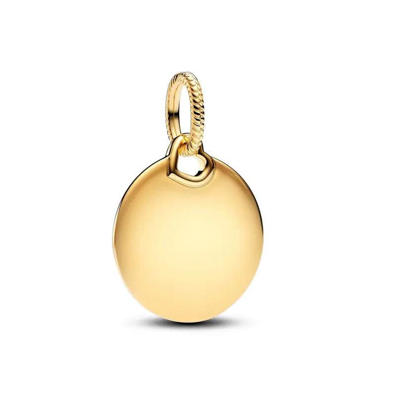 Pandora Graveerbare Rond Label Hangende Bedel goudverguld 368610C00