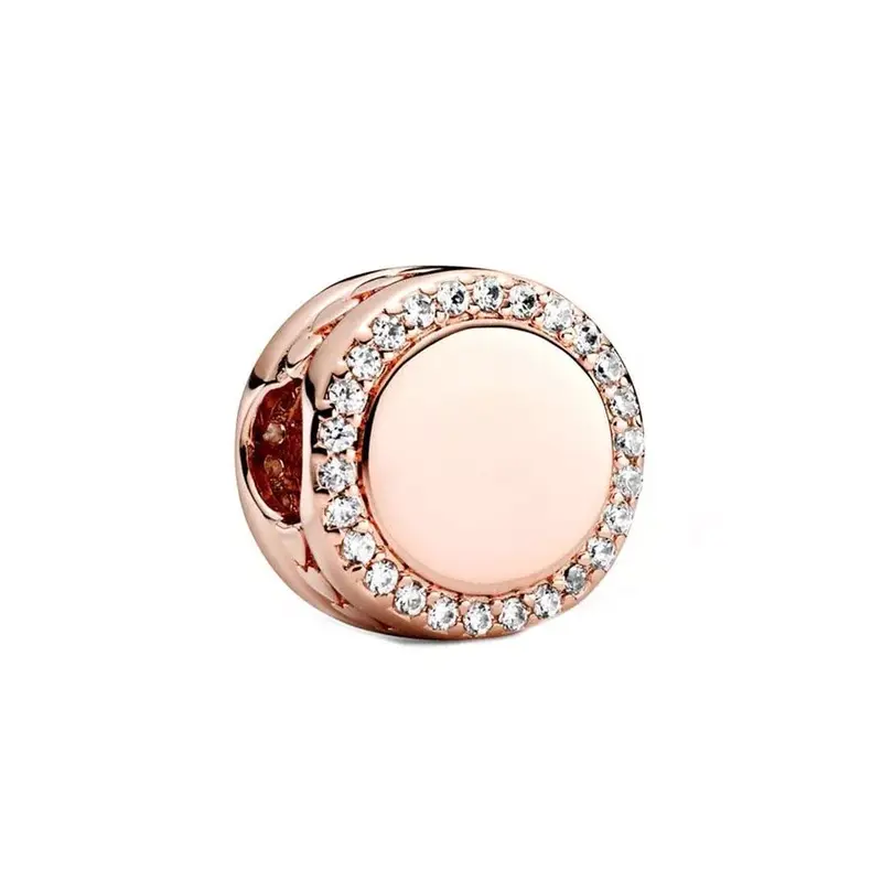 Pandora Graveerbare Sprankelende Button Bedel roségoudverguld 788747C01