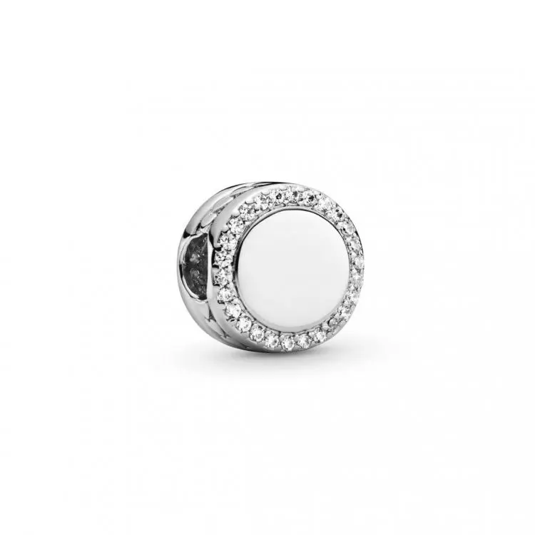 Pandora Graveerbare Sprankelende Button Bedel zilver 798747C01