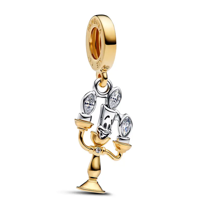 Pandora Hangende bedel Disney Belle en het Beest Lumière bicolor zilver en goudverguld 763985C01