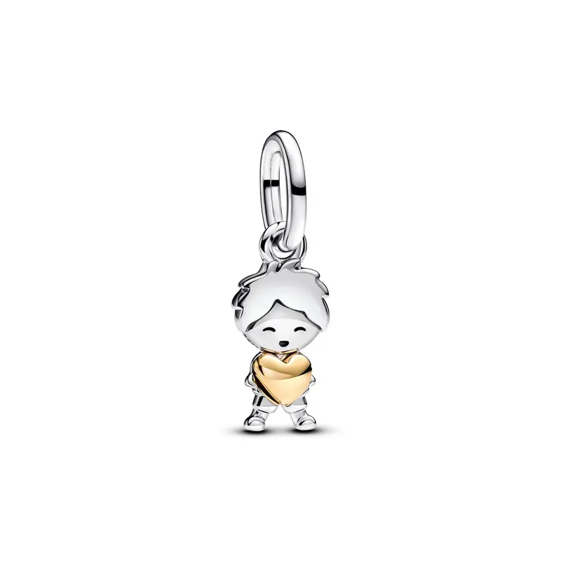 Pandora Hangende bedel met happy boy bicolor zilver en goudverguld 763602C00