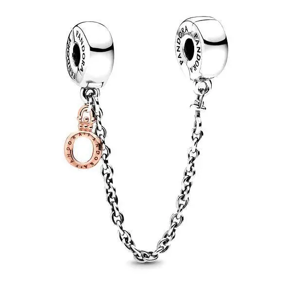 Pandora Hangende Kroon O Veiligheidsketting bicolor zilver en roségoudverguld 788313
