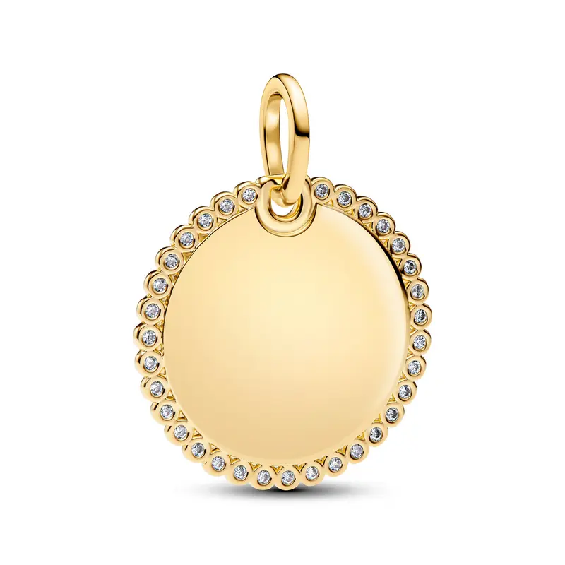 Pandora Hanger graveerbaar rond plaatje goudverguld 364007C01