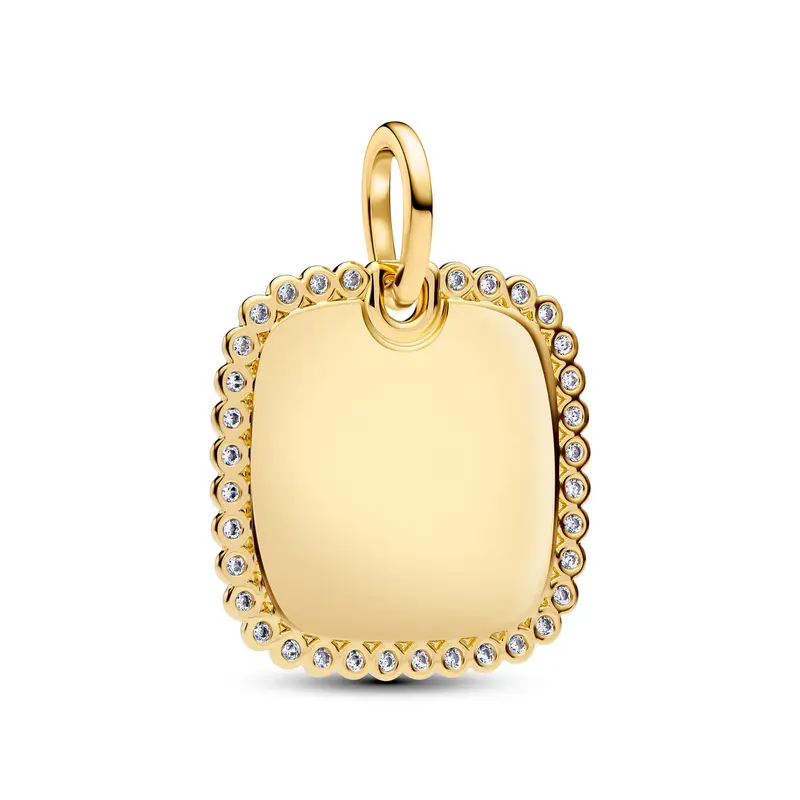 Pandora Hanger graveerbaar vierkant plaatje goudverguld 364009C01