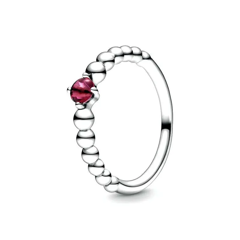 Pandora Juli Geboortesteen Vuurrode Kralenring zilver 198867C02