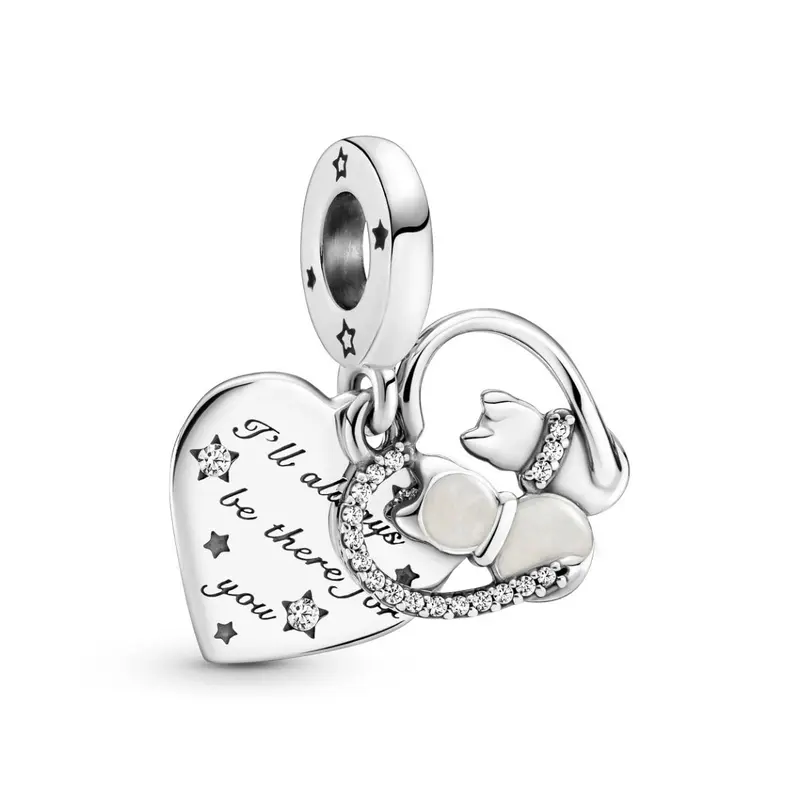 Pandora Katten & Harten Hangende Bedel zilver 799546C01