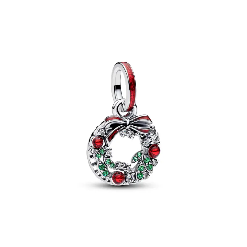 Pandora Kerstkrans Dubbele Hangende Bedel zilver 794238C01