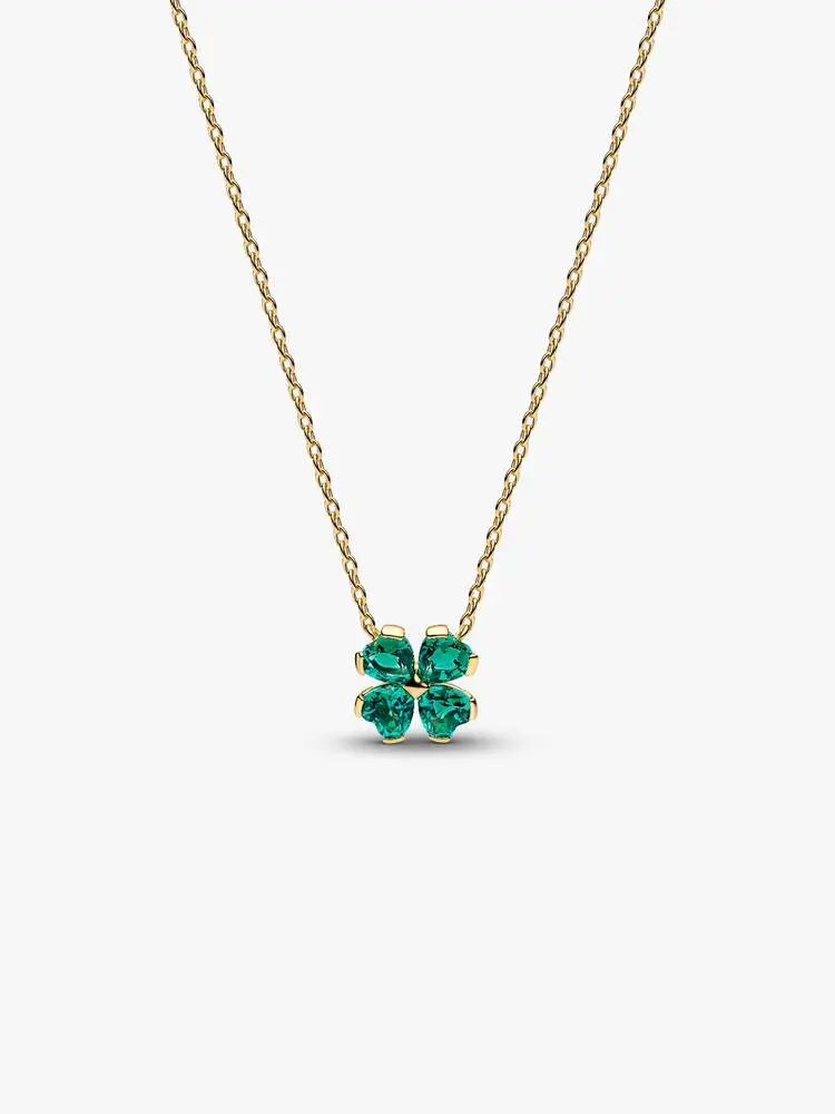 Pandora Ketting met Groen Klavertjevier Hanger goudverguld 364502C01