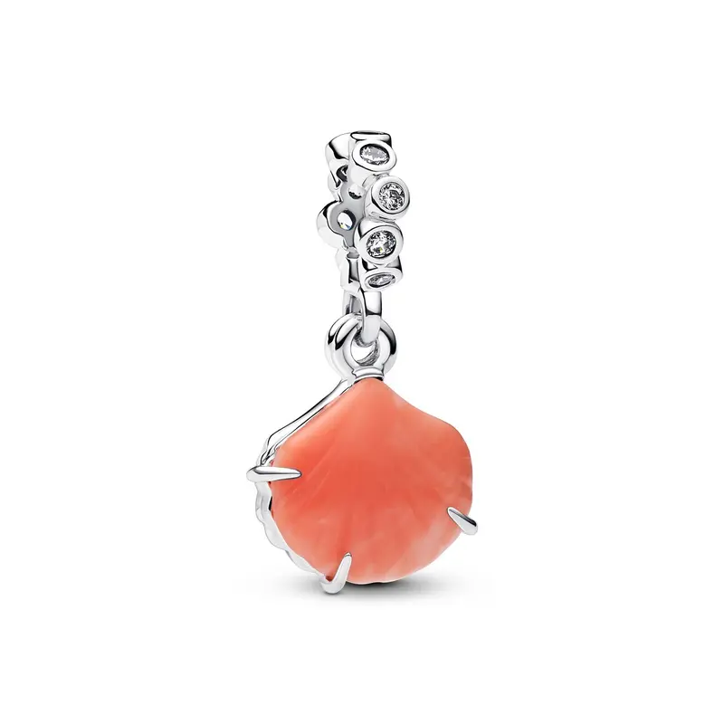 Pandora Koraalkleurige Schelp Dubbele Hangende Bedel zilver 793821C01
