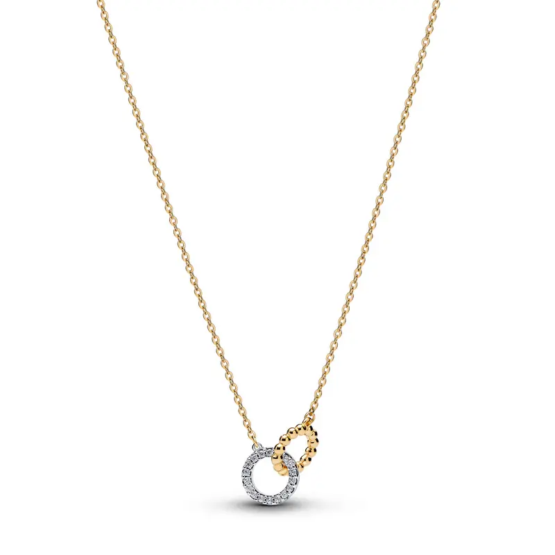 Pandora Kralen & Pavé Ineengrijpende Cirkels Ketting bicolor zilver en goudverguld 364825C01