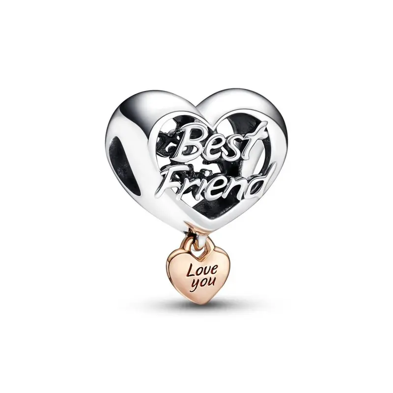 Pandora Love You Best Friend Heart Bedel bicolor zilver en roségoudverguld 782243C00