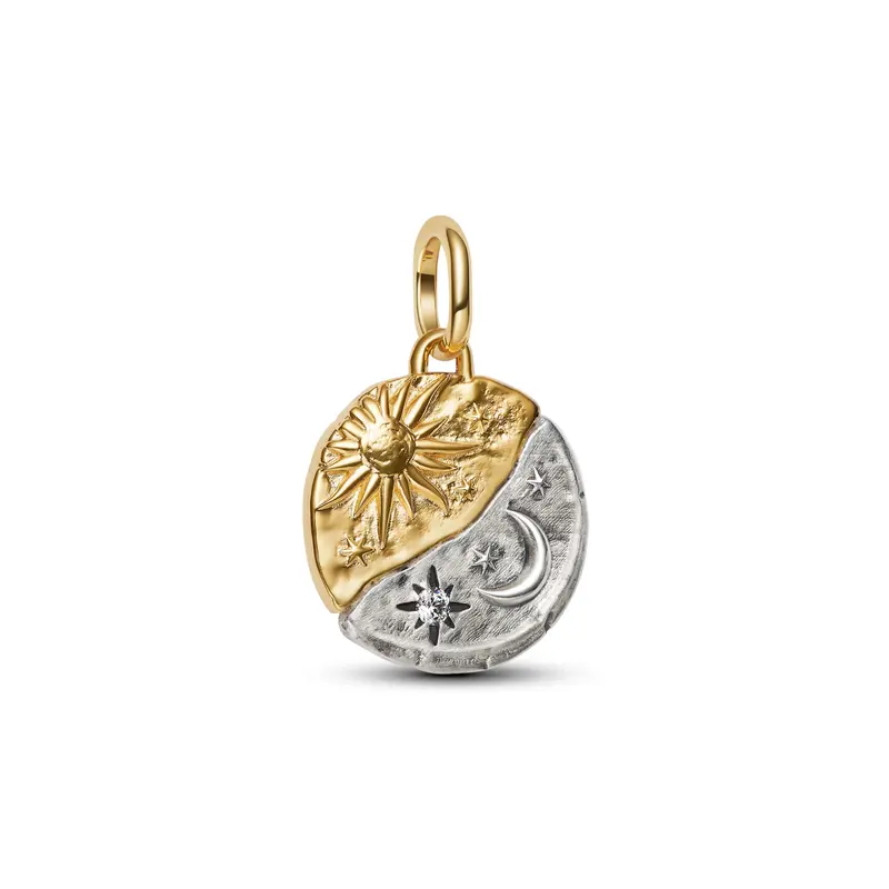 Pandora Medaillionbedel zon en maan bicolor zilver en goudverguld 763977C01