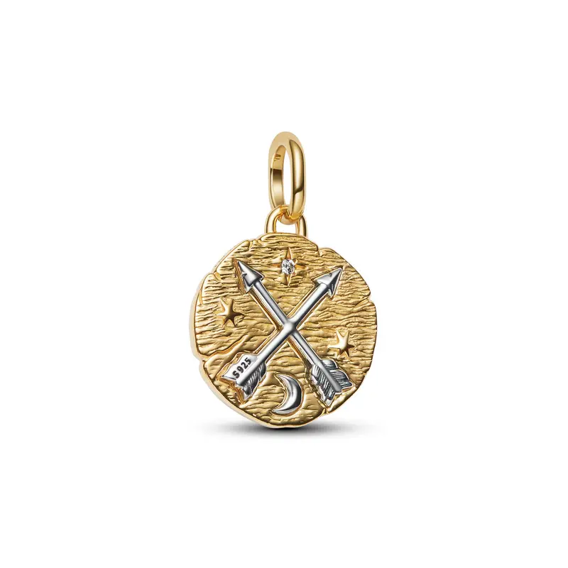 Pandora Medaillonbedel kruisende pijlen bicolor zilver en goudverguld 764081C01