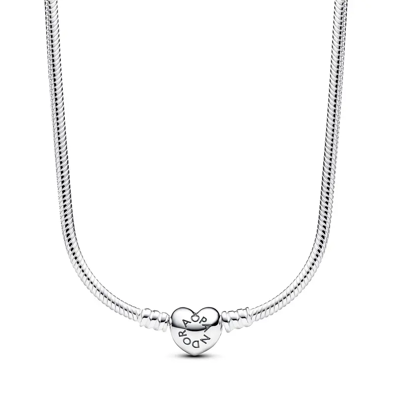 Pandora Moments slangenschakel-halsketting met hartsluiting zilver 393091C00