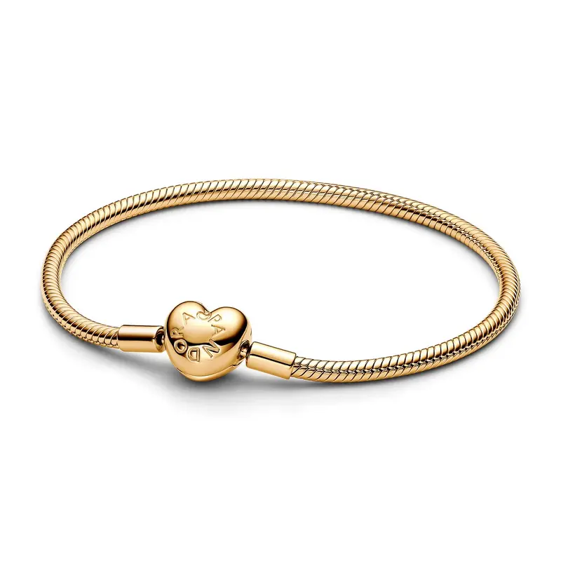Pandora Moments Snake Chain-armband met hartsluiting goudverguld 563050C00