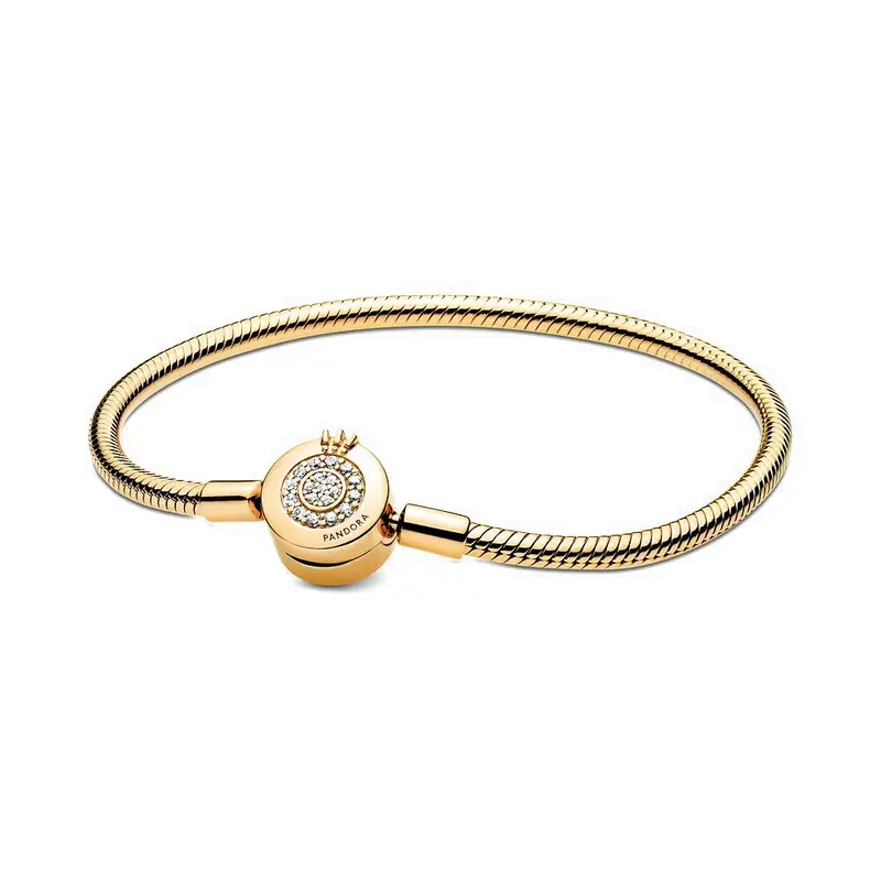 Pandora Moments Sprankelende Crown O Snake Chain Armband goudverguld 569046C01