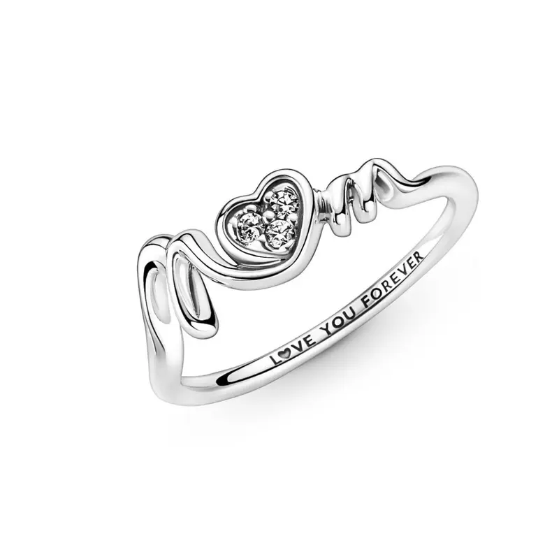 Pandora Mum Pavé Heart Ring zilver 191149C01
