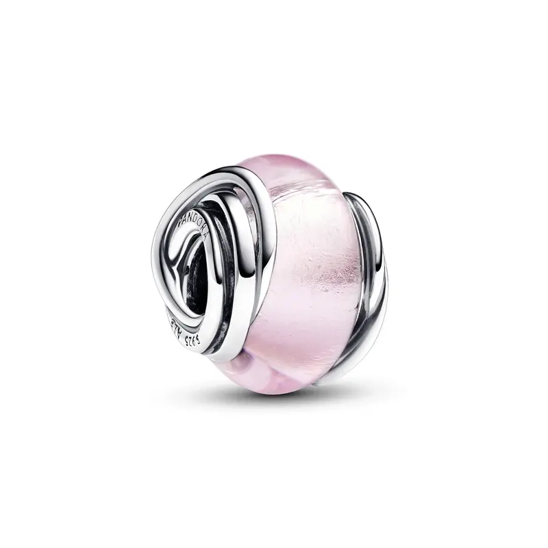 Pandora Omcirkelde roze muranoglazen bedel zilver 793241C00