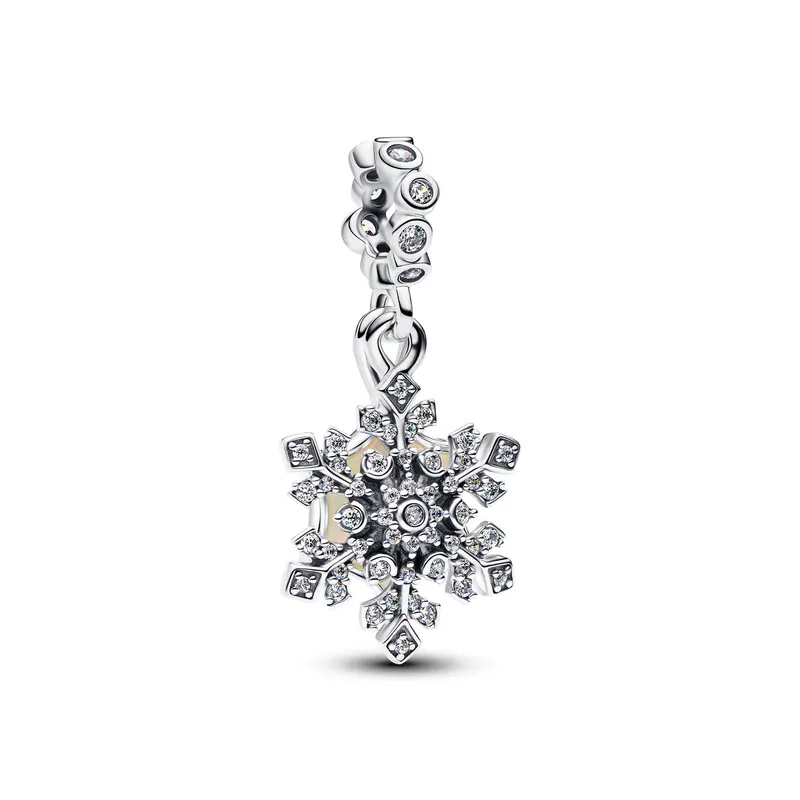 Pandora Opaalachtige Sneeuwvlok Dubbele Hangende Bedel zilver 794142C01