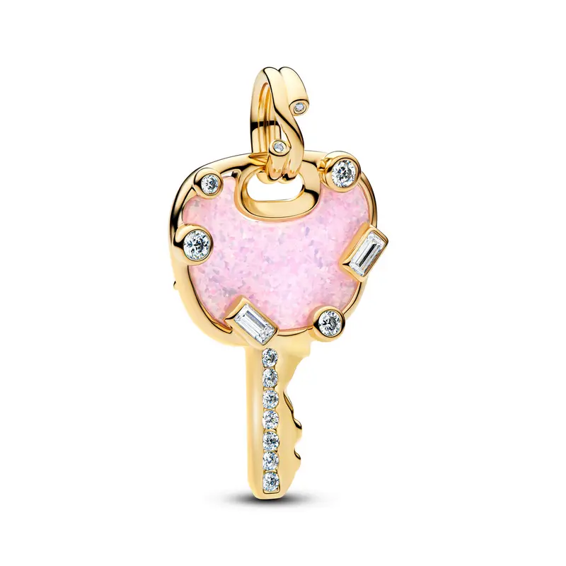 Pandora Opaalroze Liefdessleutel Grote Hangende Bedel goudverguld 764349C01