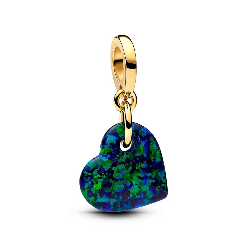 Pandora Opalescent Groen Hart Hangende Bedel goudverguld 763348C01